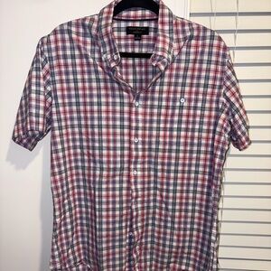 Banana Republic Red and Blue Plaid Button Down Shirt Standard Fit Large